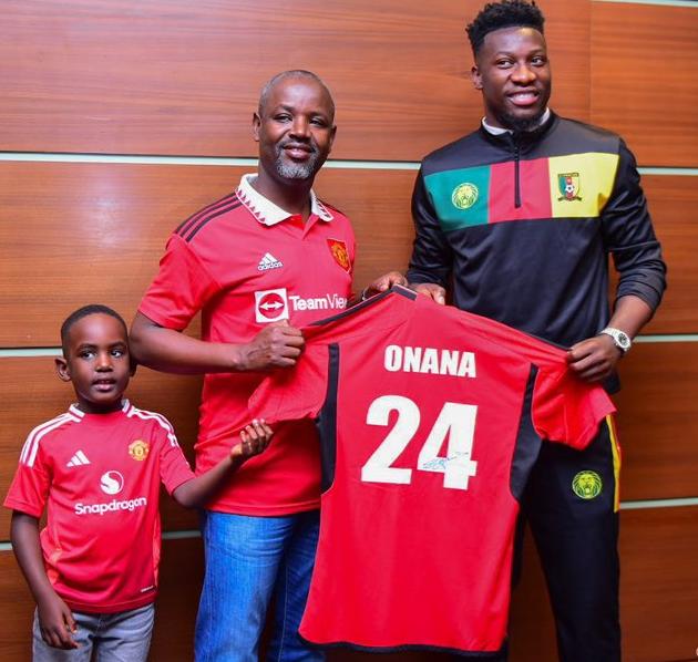 UGANDA'S DEPUTY SPEAKER OF PARLIAMENT MEETS  MANCHESTER UNITED GOAL KEEPER ANDRE ONANA
